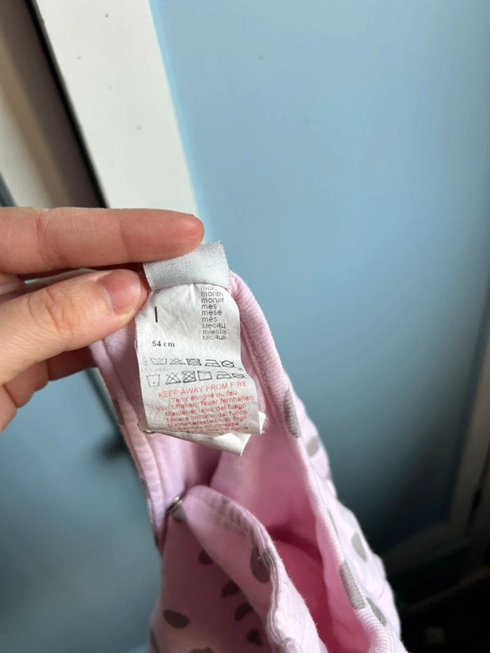 Pyjama sans pied coton épais , rose à pois gris , 1 mois - photo numéro 6