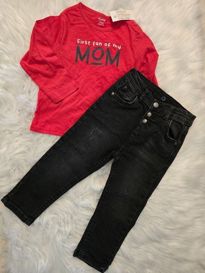 Neufs (non portés) 😍🤩💙💙ensemble jeans slim et teeshirt ml 23 mois garçon💙💙😍🤩 - photo numéro 2