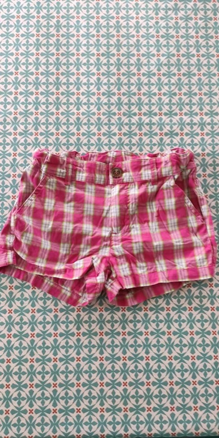 Benetton short a carreaux rose 8 / 10 ans