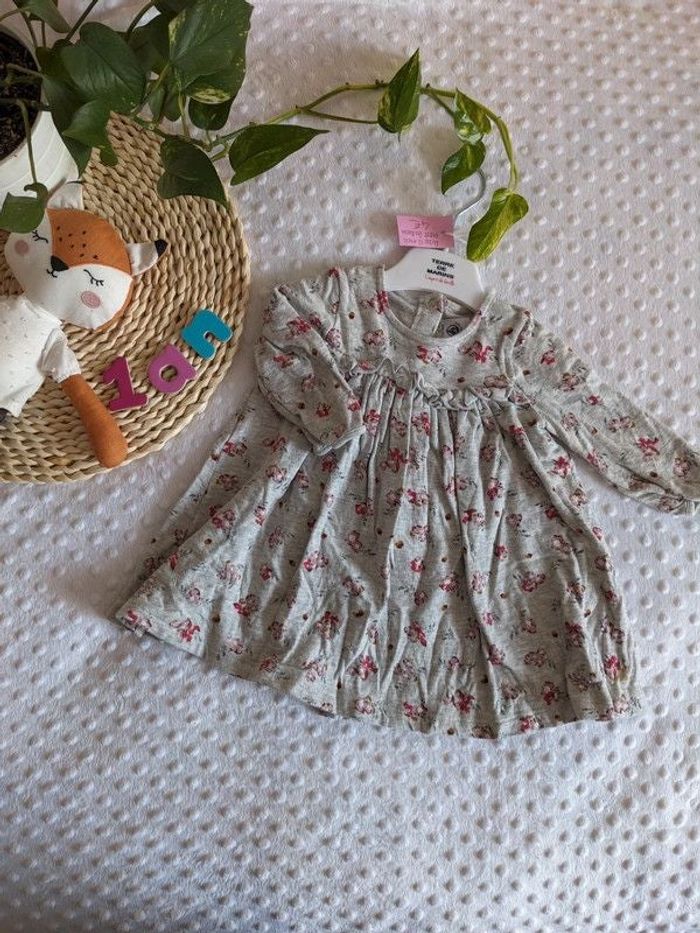 Robe fleurie grise Petit bateau 12 mois