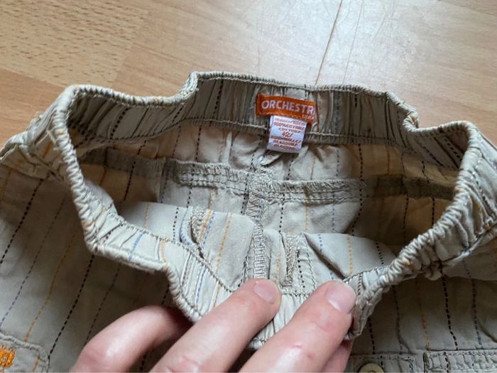 Joli short beige à rayures Orchestra T. 18 mois/80 cm garçon TBE - photo numéro 4