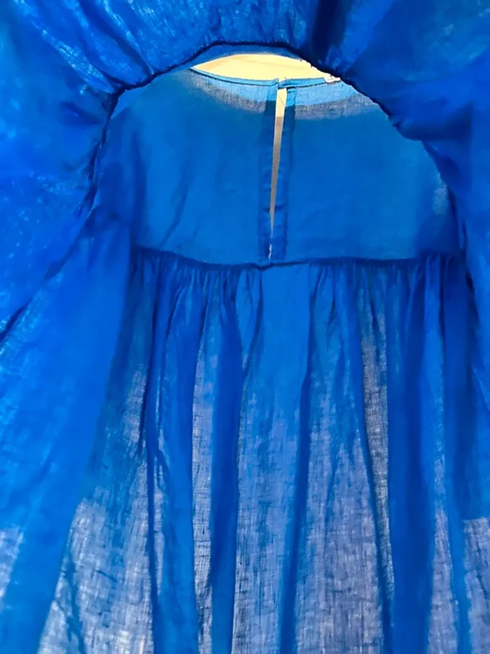 Robe Bleu - Made in Italie - taille 42 Lin et coton - photo numéro 4