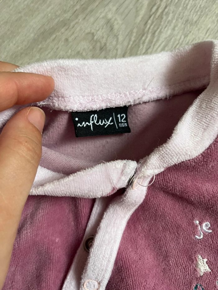 Pyjama velours violet 1 pièce avec pieds 12 mois - photo numéro 5