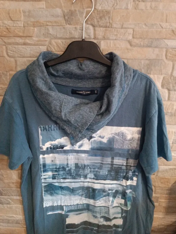 T-shirt bleu Harris X Lewis S - photo numéro 2