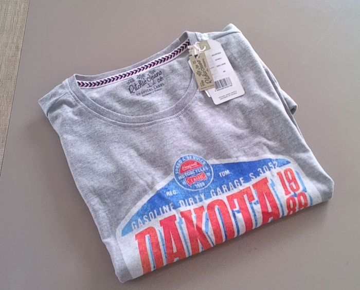 T-shirt manches courtes marque Ritchie jeans taille XXXL/3XL couleur gris pour homme - photo numéro 7