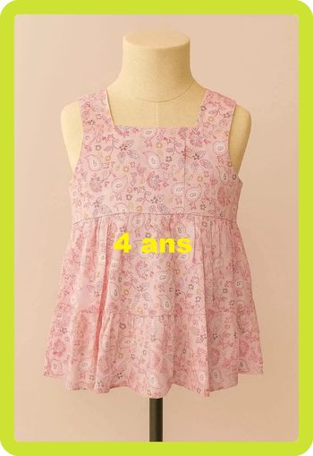 Tunique / Robe à volant rose motif multicolore Poivre Blanc Taille 4 ans