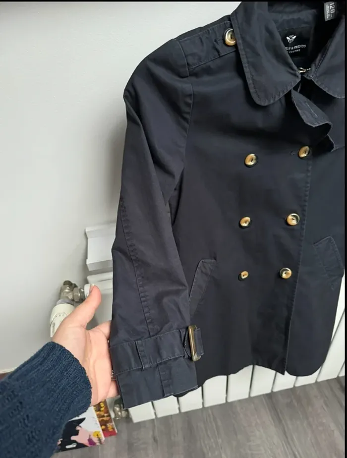 Trench bleu marine Zara fille 7/8 ans - photo numéro 9