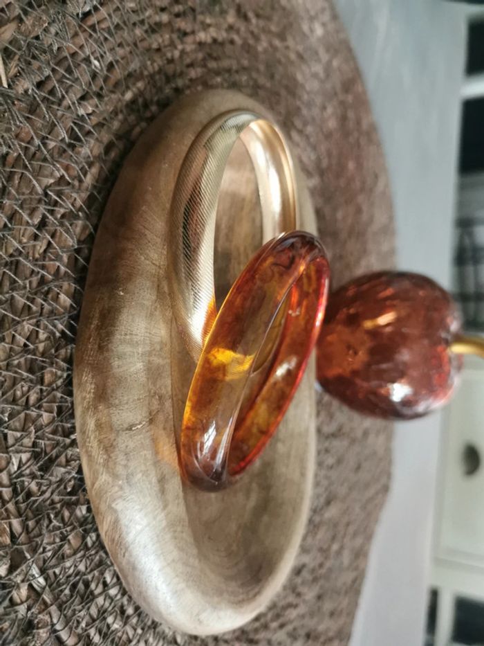 Duo bracelet doré et marron marbré - photo numéro 2