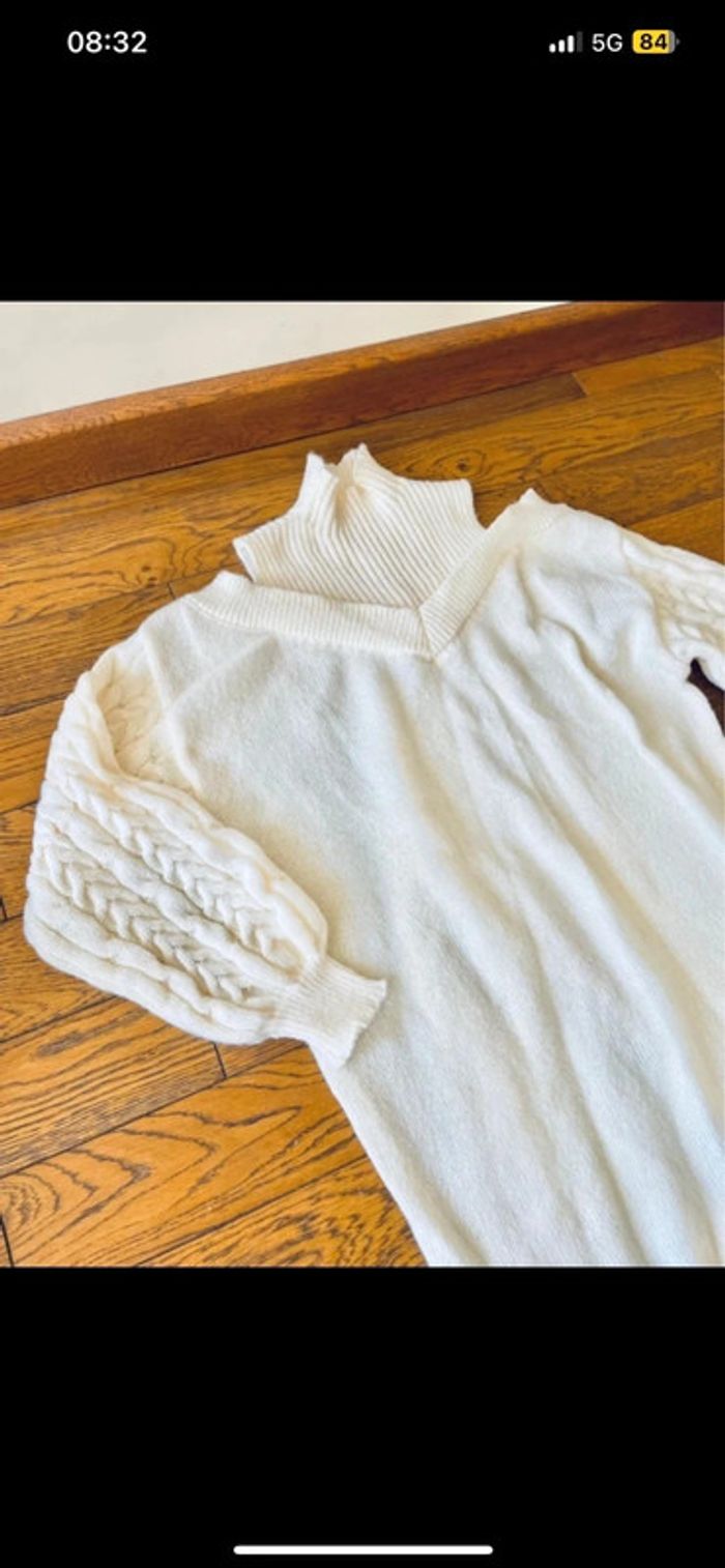 Sublime pull long blanc écru à col neuf taille M Envoi rapide