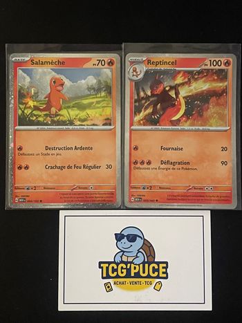 Duo cosmos holo Salamèche & Reptincel - MEW 004/165 et 005/165 - FR - MEW 151