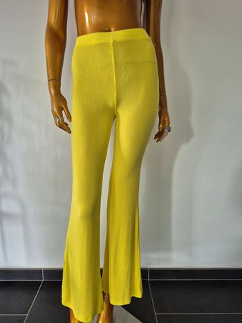 Pantalon Fluide Large Femme Jaune Taille M/L