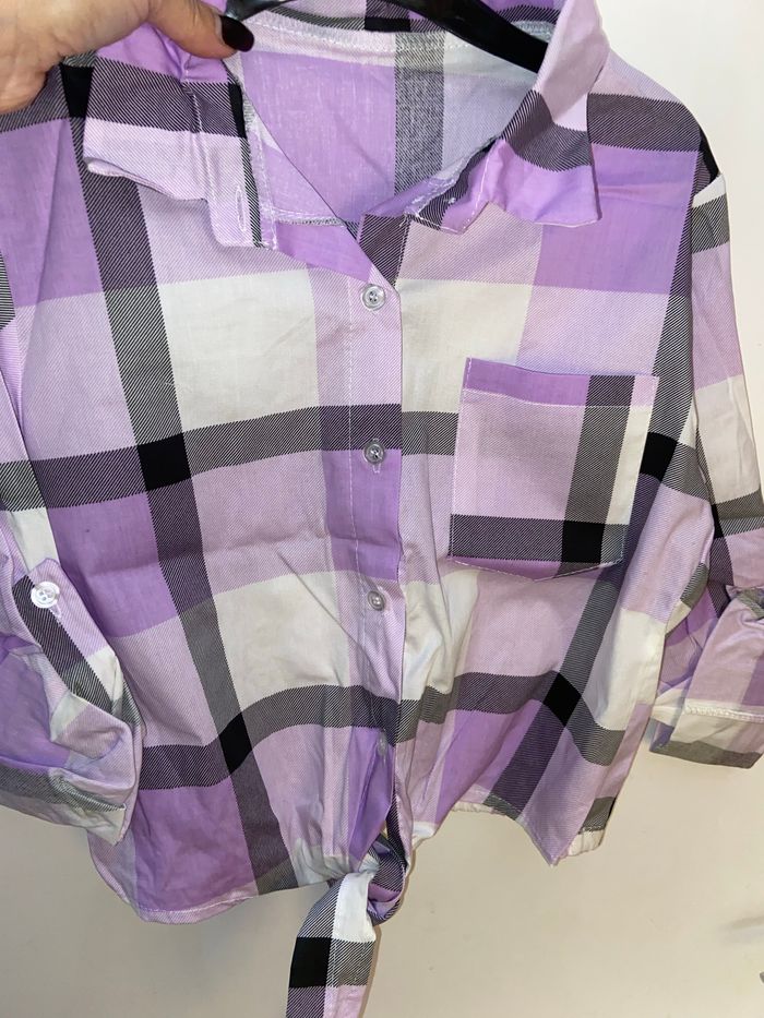 Chemise à carreaux lila - photo numéro 2