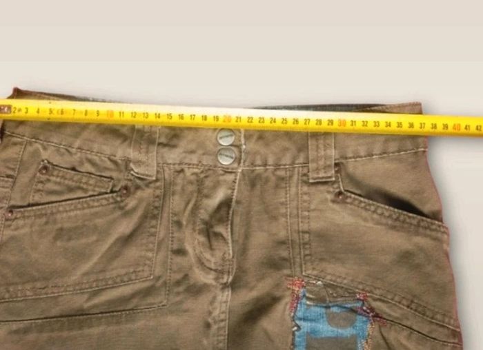 Jupe en jean courte peace couleur kaki taille S 36 - photo numéro 3