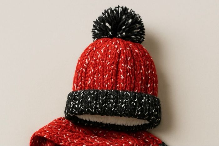 Lot bonnet écharpe moufle rouge noir - Neuf - intérieur polaire - photo numéro 2