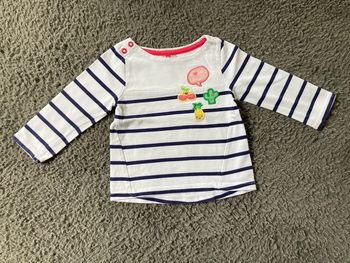 Teeshirt ML blanc et bleu marine 12 mois