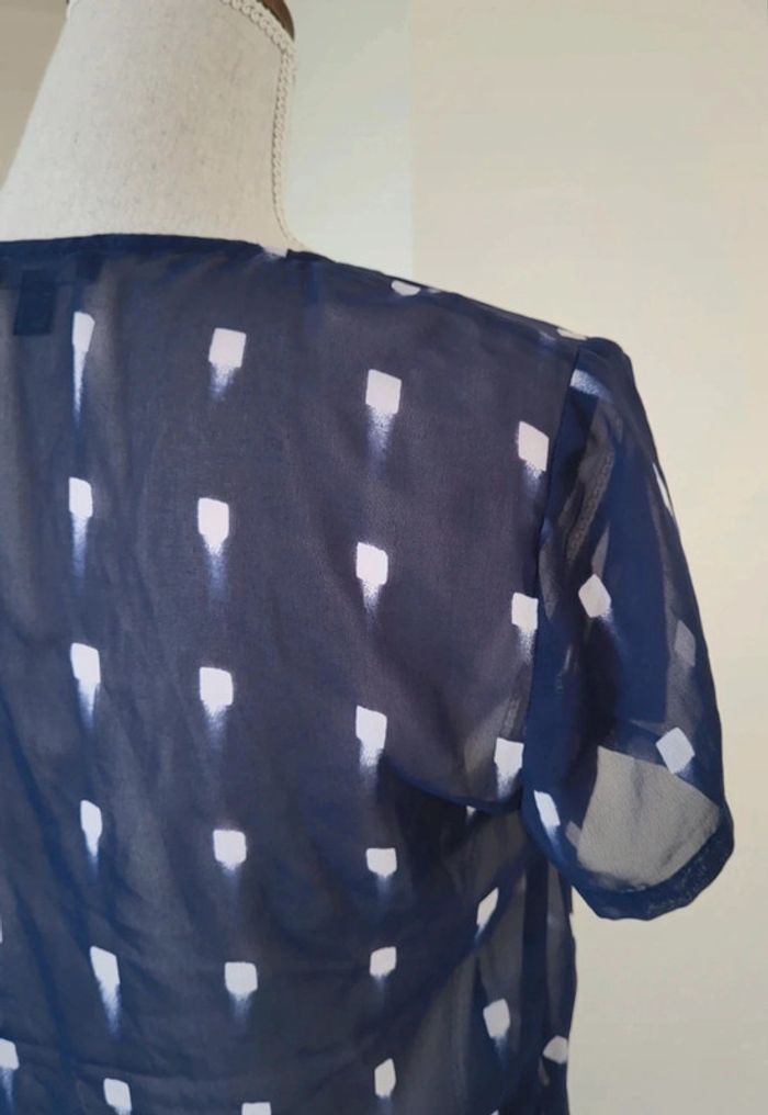 Blouse manches courtes à motifs bleu marine et blanc Mexx Taille 36 38 - photo numéro 7