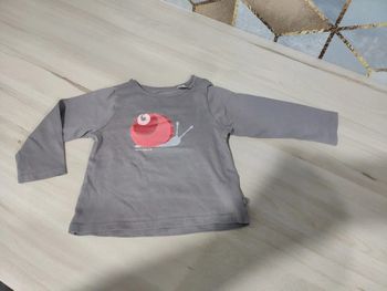 T shirt manches longues léger 12 mois bébé fille escargot