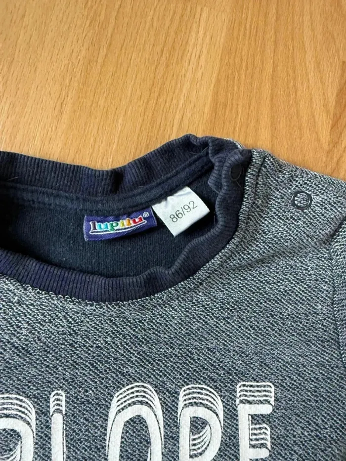 Sweat-shirt Garçon Lupilu Bleu avec "Explore" - Taille 2 Ans - Très Bon État - photo numéro 2