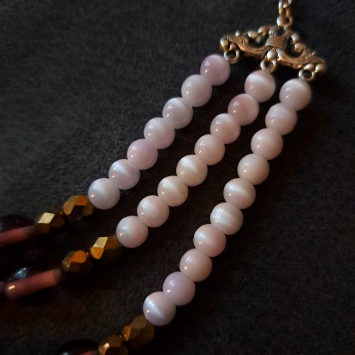 Collier chic multi rang violet rose bronze - photo numéro 7