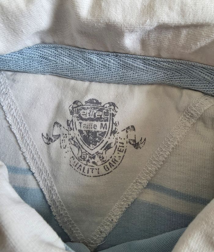 Celio Polo Rugby Rayé Blanc Bleu Bon état M - photo numéro 5
