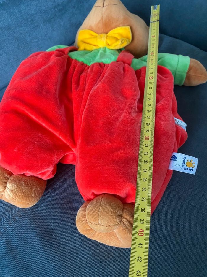 Ancien Doudou Range Pyjama Baby Sun. Ours Rouge Vert Jaune. - photo numéro 6