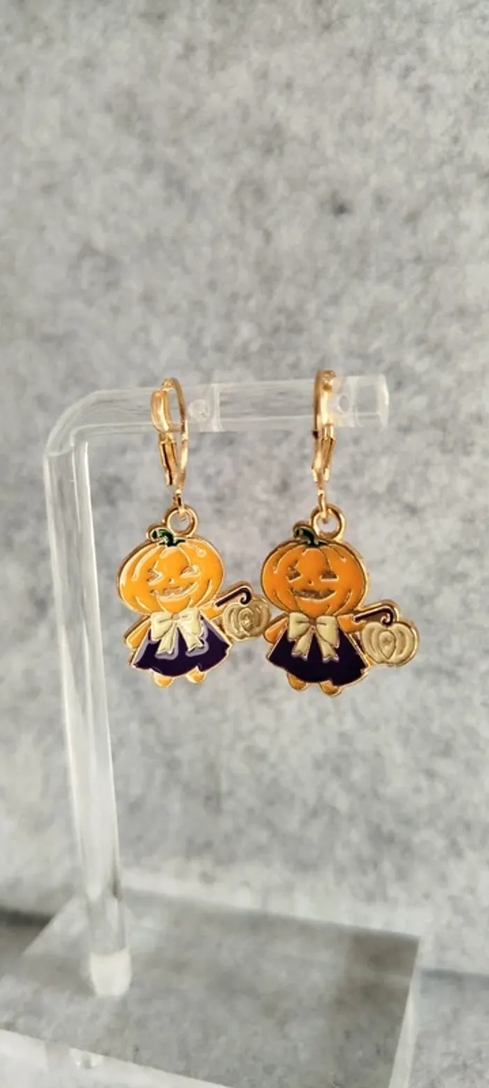 🍄 Boucles d’oreilles ▪ épouvantail Halloween style éventail