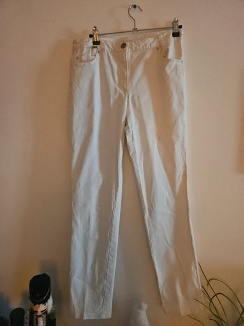 Jean / Pantalon Anne Weyburn, blanc cassé, taille non indiquée (voir mesures)