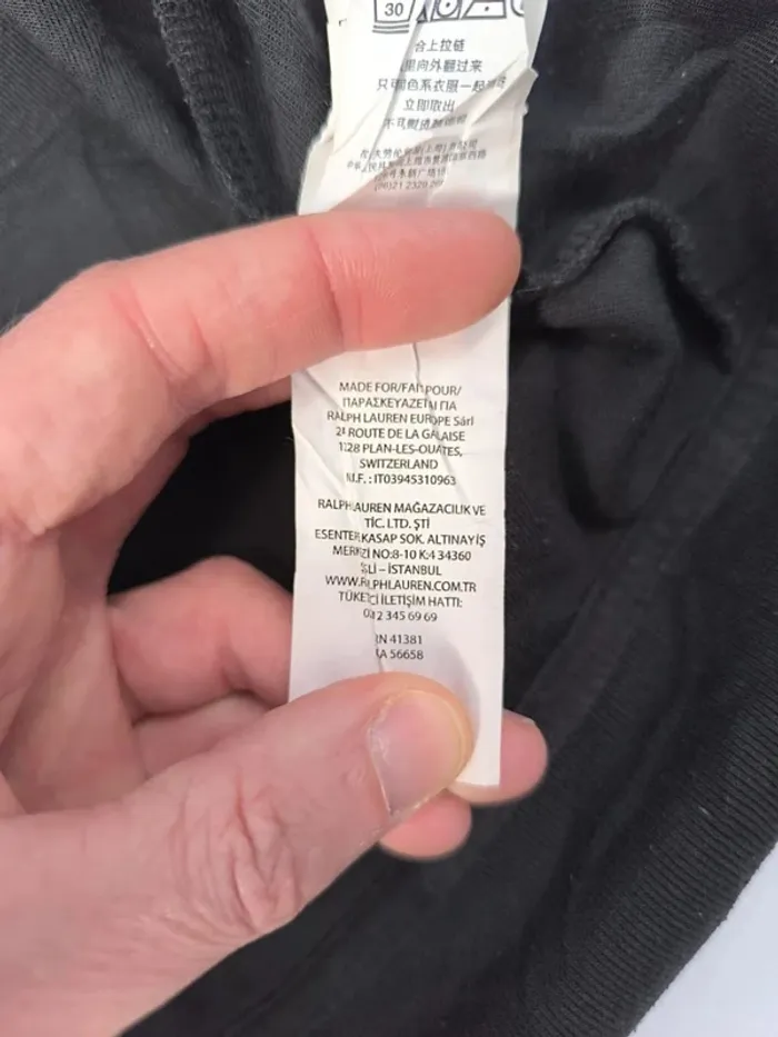 Sweat capuche homme Ralph Lauren taille S zippé noir logo blanc excellent état - bouloches - photo numéro 13