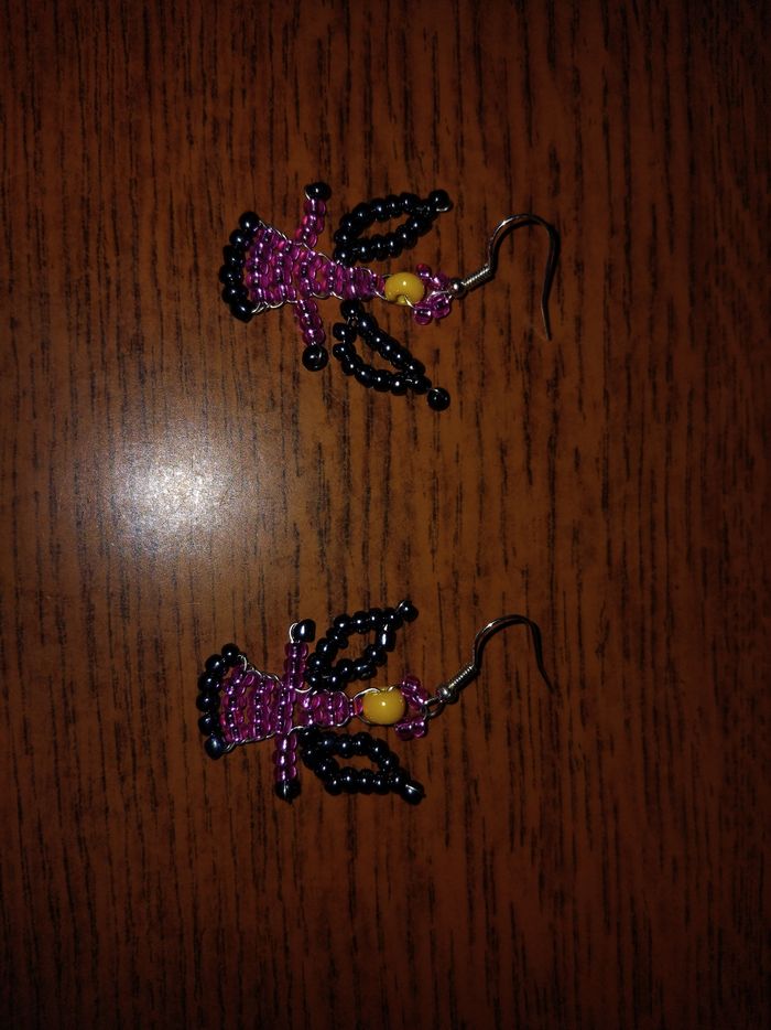 Boucle d oreille en perle de rocaille avec acier inoxydable état neuf - photo numéro 2