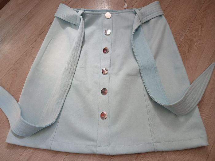 Mini-jupe suédine bleu clair