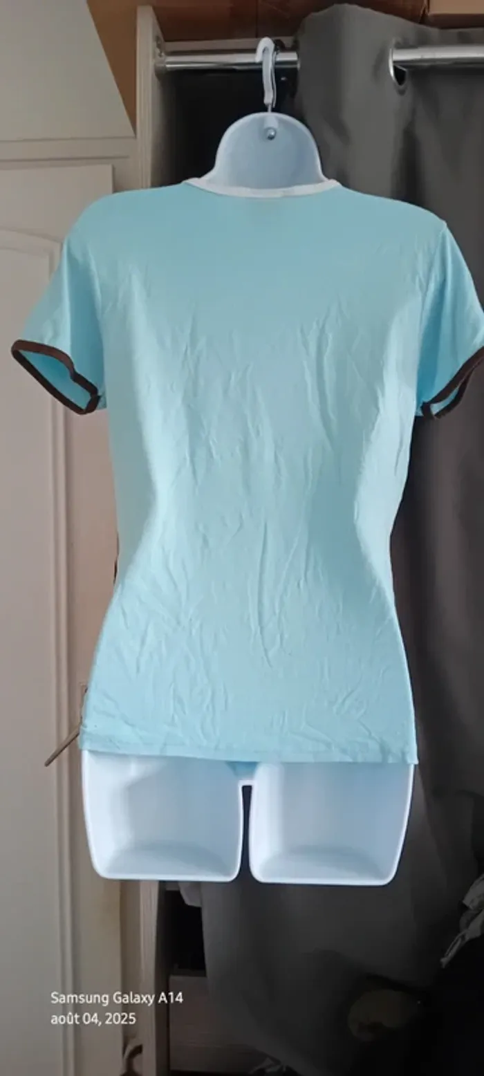 Tee-shirt de sport élite manches courtes bleu et blanc col rond en viscose femme 40/42 élite sport - photo numéro 9