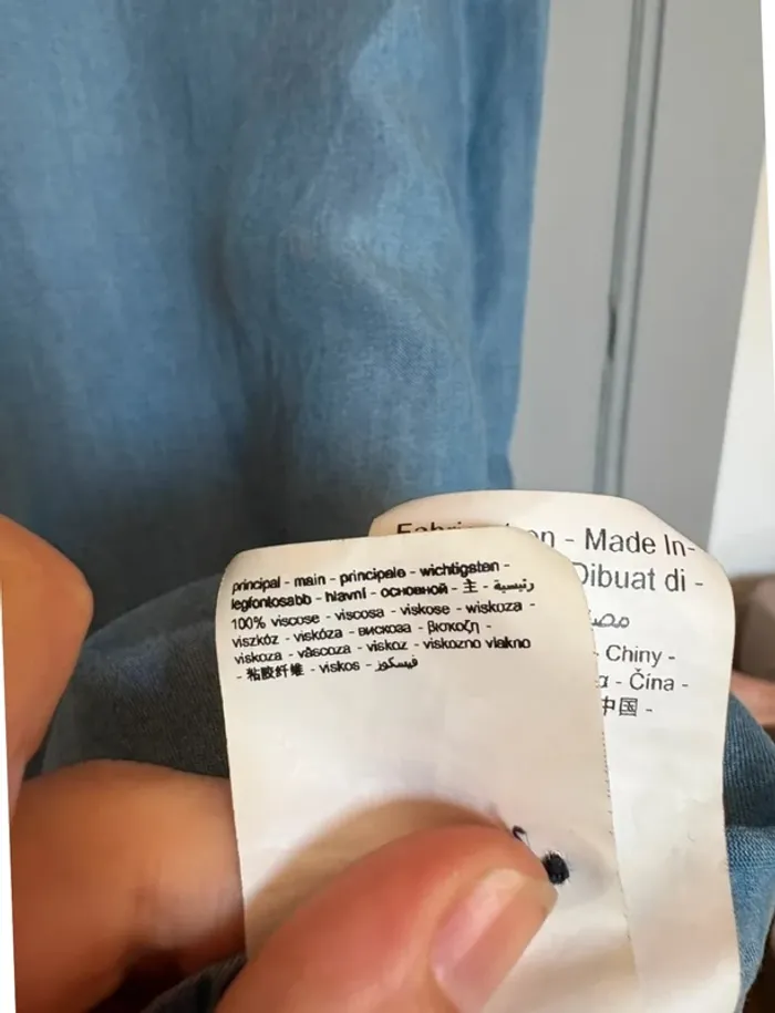 Chemise blouse en viscose bleu avec petits détails Promod - photo numéro 8