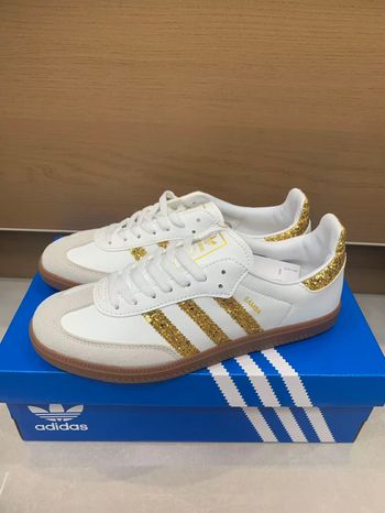 adidas Originals SAMBA OG (Blanc, Marron, Or) - Photo réelle    39