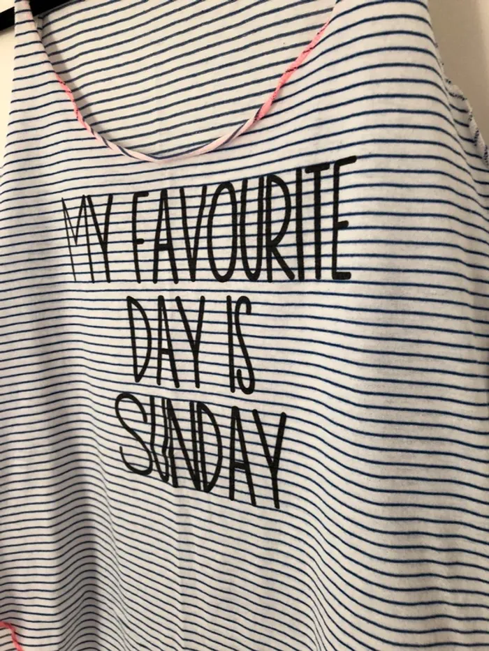 Débardeur blanc marinière My favorite Day is Sunday Mongo Taille M - photo numéro 2