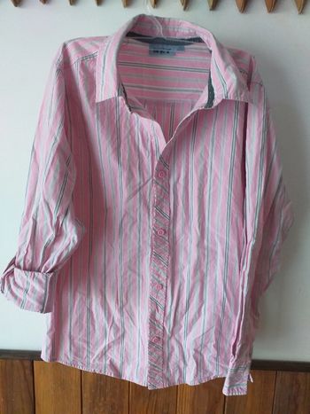Chemise rayé rose gris manches longues