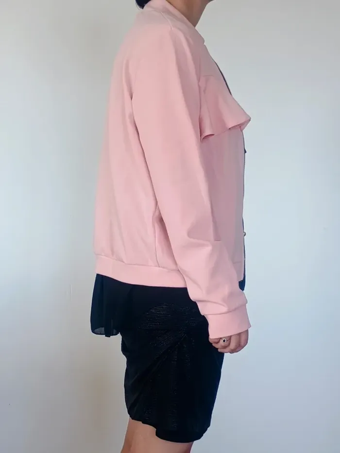 Bomber rose poudré à volants XL made in France - photo numéro 2