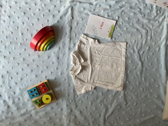 chemise manches courtes blanc ouverture totale au dos 3 mois mini kids