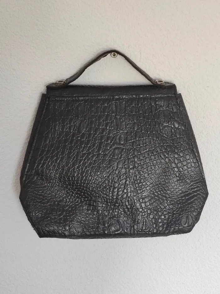Pochette noir cuir imitation écaille 80-90 / JW - 22x21x5cm - photo numéro 4