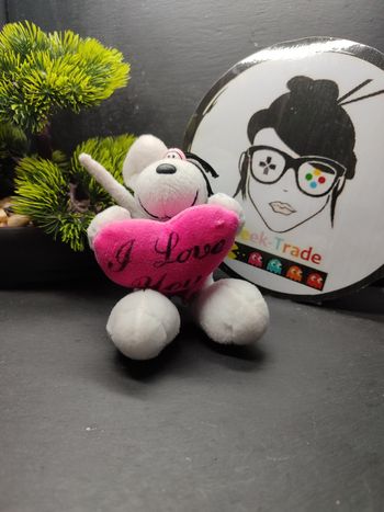 porte clé peluche diddl ancien vintage fille rose coeur i love you diddlina Rose