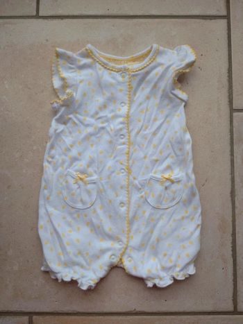 Barboteuse combinaison combishort été Fille 6 mois Baby club 100% coton