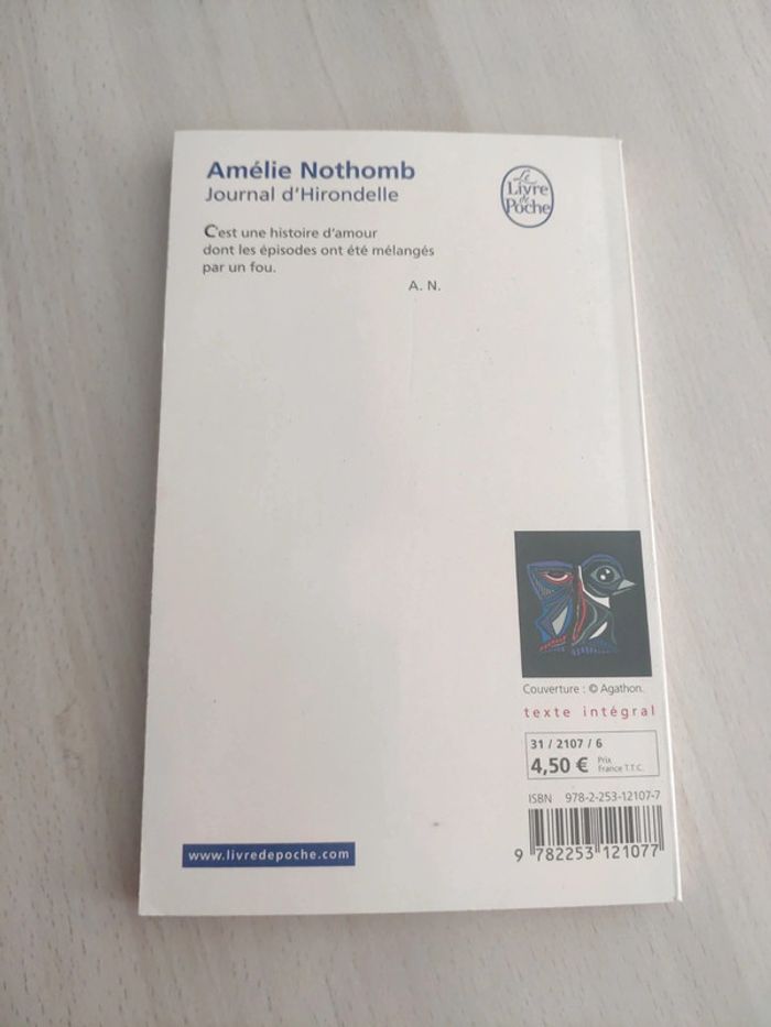 Livre poche journal hirondelle Nothomb - photo numéro 5