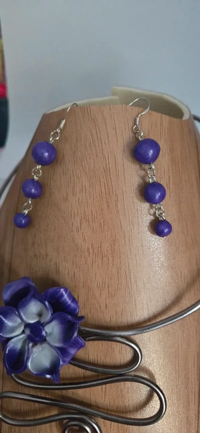 Parure Fimo violet neuf - photo numéro 4