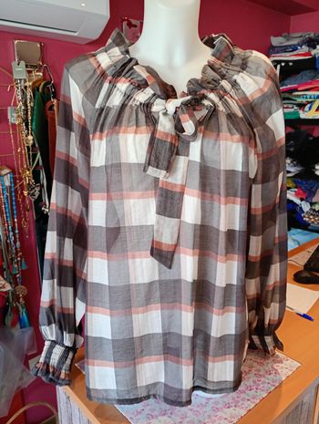 Blouse chic carreaux légère taille 36/44