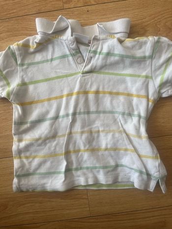Polo garçon manches courtes blanc à rayures multicolores Zara 2 ans 