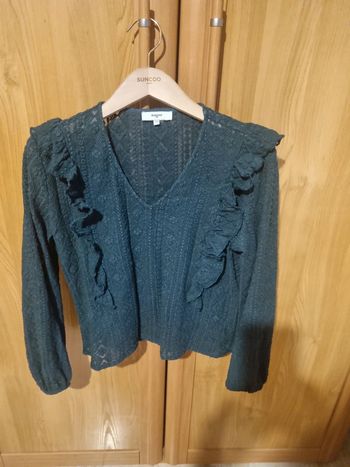 Blouse dentelle verte sunco