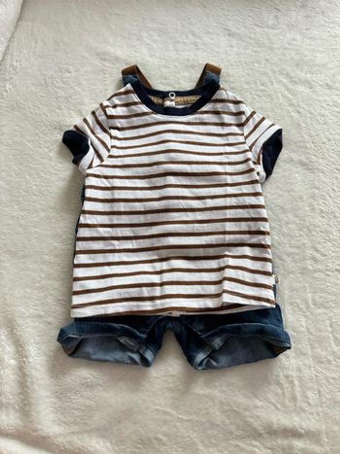 Salopette short + tee shirt - photo numéro 2