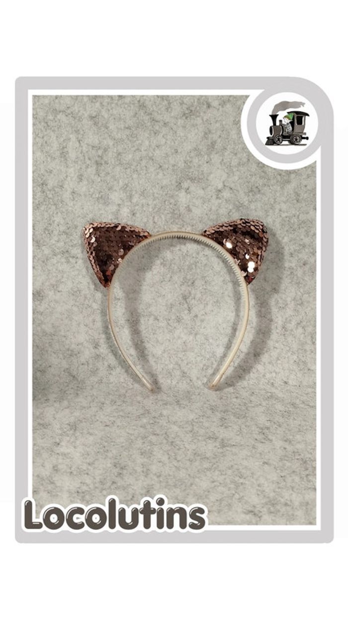 🚂 Serre-tête chat - marron à sequins