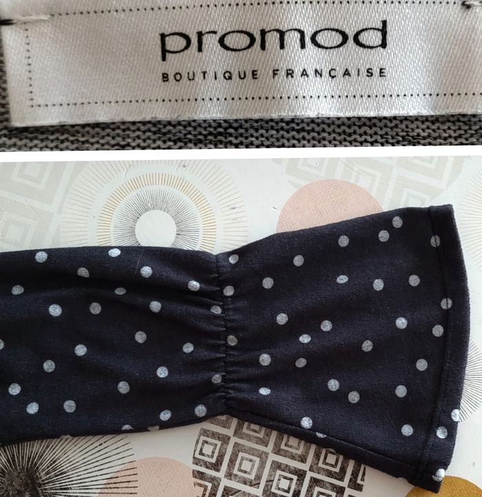 2 Hauts ML TS/TFr36 -Promod Noir à Pois Blancs & Bershka Gris Chiné & Epaules Dénudées - photo numéro 8