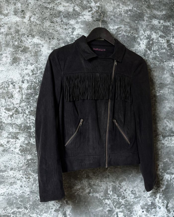 Veste noire à franges Fashion Private Company Size 36 - photo numéro 2