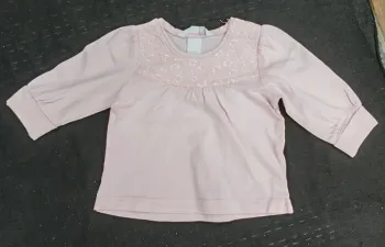 Haut bébé fille H&M rose brodé 4-6 mois